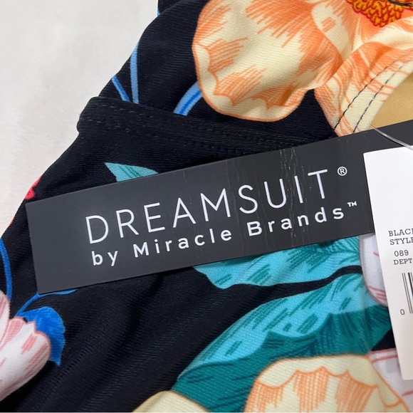 DREAMSUIT By Miracle Brands Womens Tankini Top Black Floral Multi-Color Size 6 - Picture 7 of 12